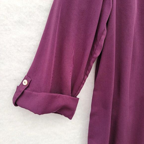 Soft Surroundings Size PM Tunic Top Washed Tencel Purple Wrap Front Asymmetric - Picture 7 of 13